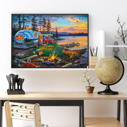 Lakeside Scenery - Full Round Drill Diamond Painting 50*40CM