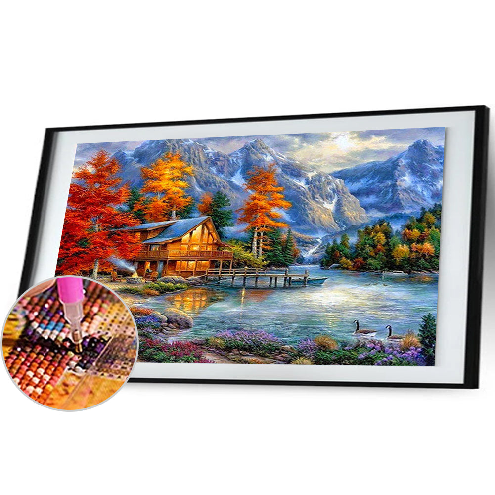 Lake House - Full Round Drill Diamond Painting 60*40CM