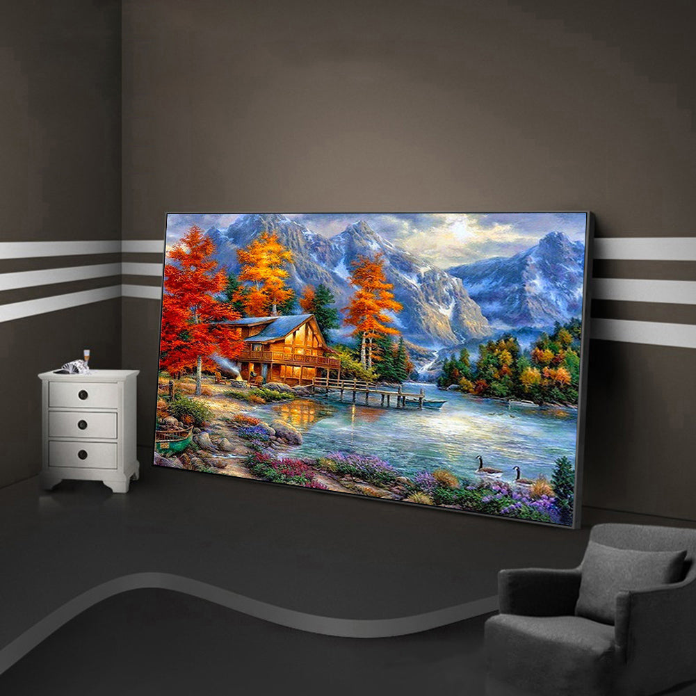 Lake House - Full Round Drill Diamond Painting 60*40CM