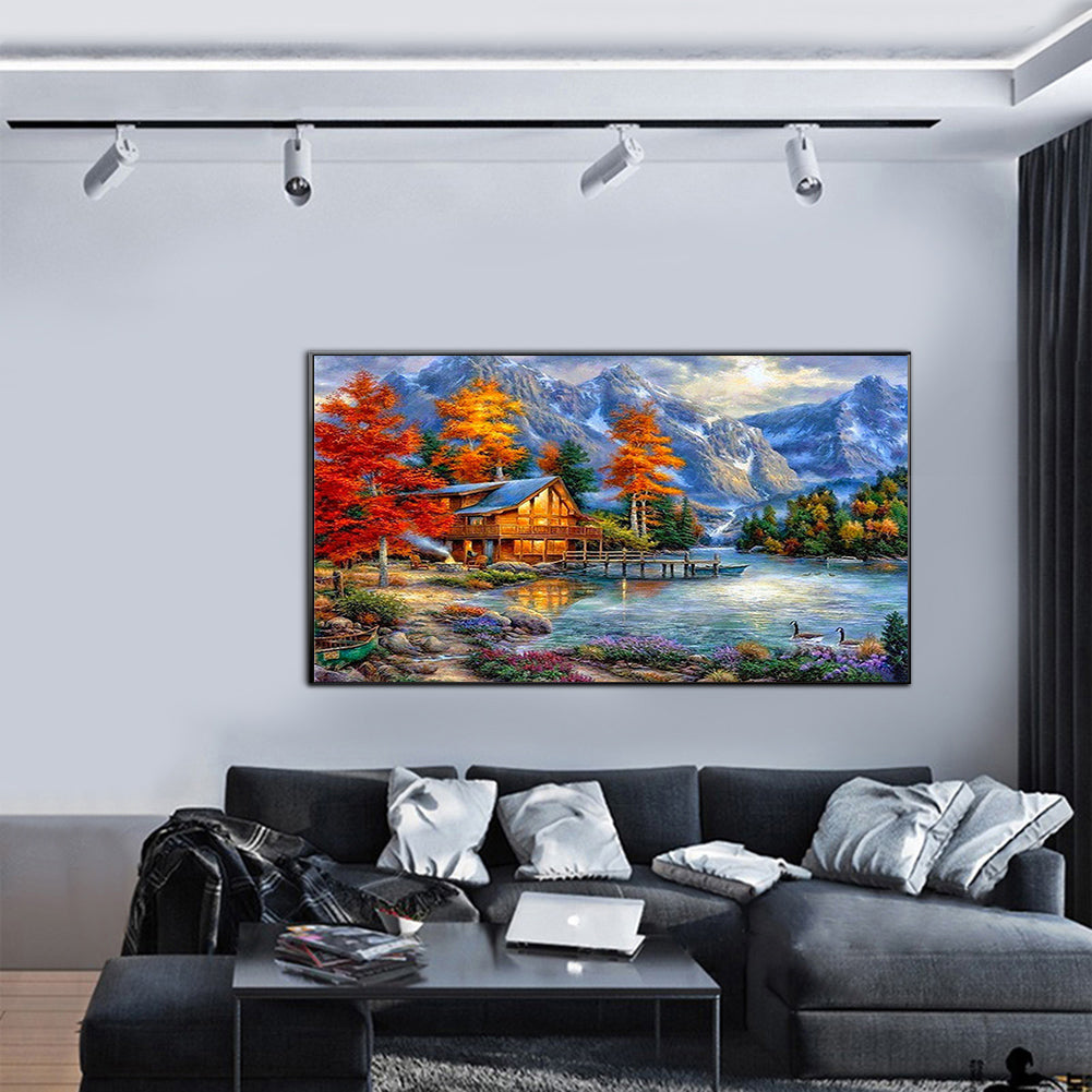 Lake House - Full Round Drill Diamond Painting 60*40CM