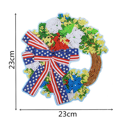 5D DIY Spot Drill Diamond Independence Day Art Wreath Kit Craft Home Decor