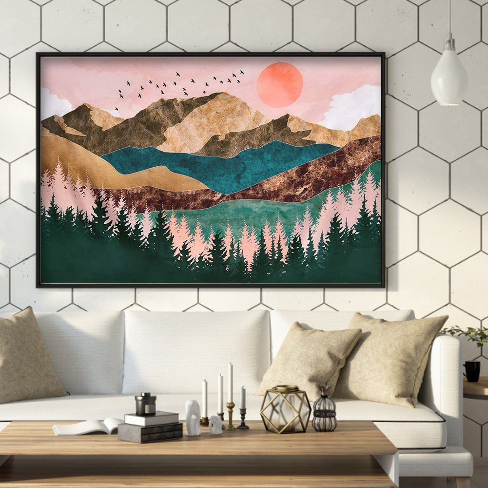 Mountains - Full Round Drill Diamond Painting 40*30CM