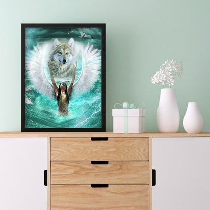 Angel Wolf - Full Round Drill Diamond Painting 30*40CM