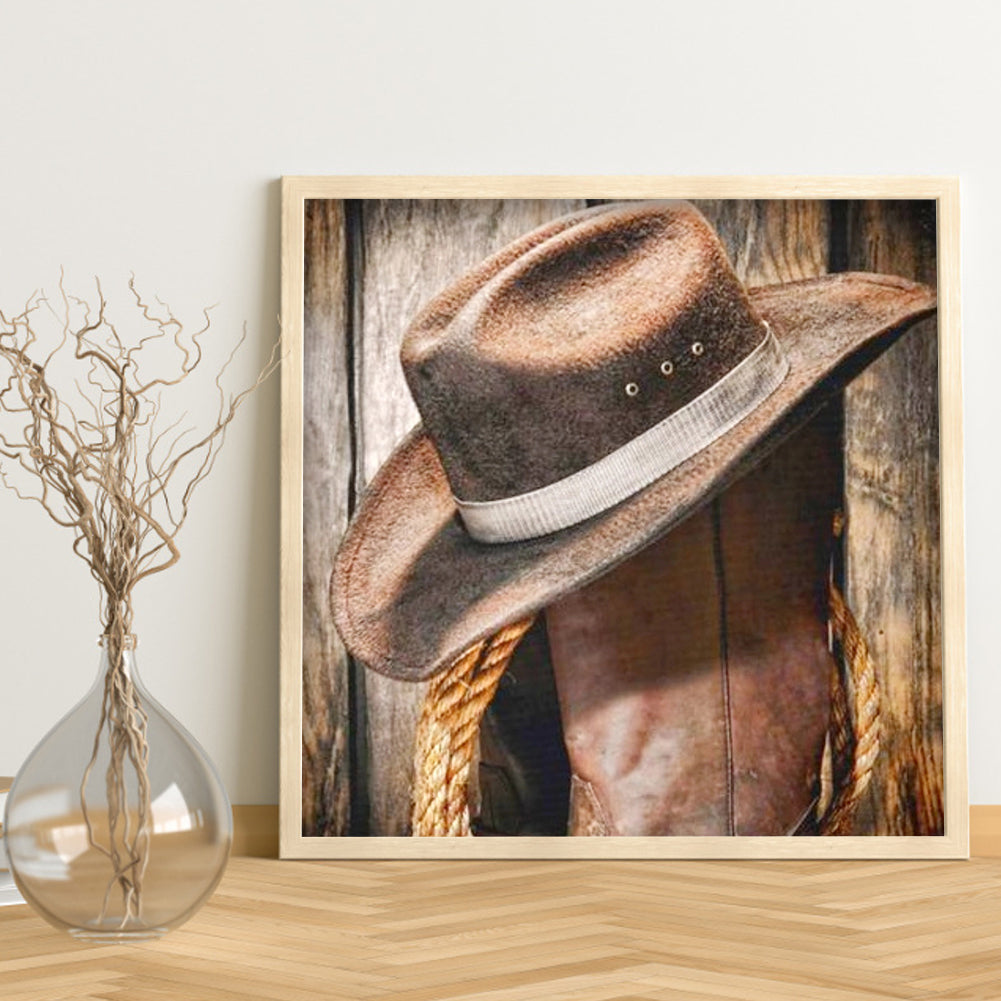 Cowboy Hat - Full Round Drill Diamond Painting 30*30CM