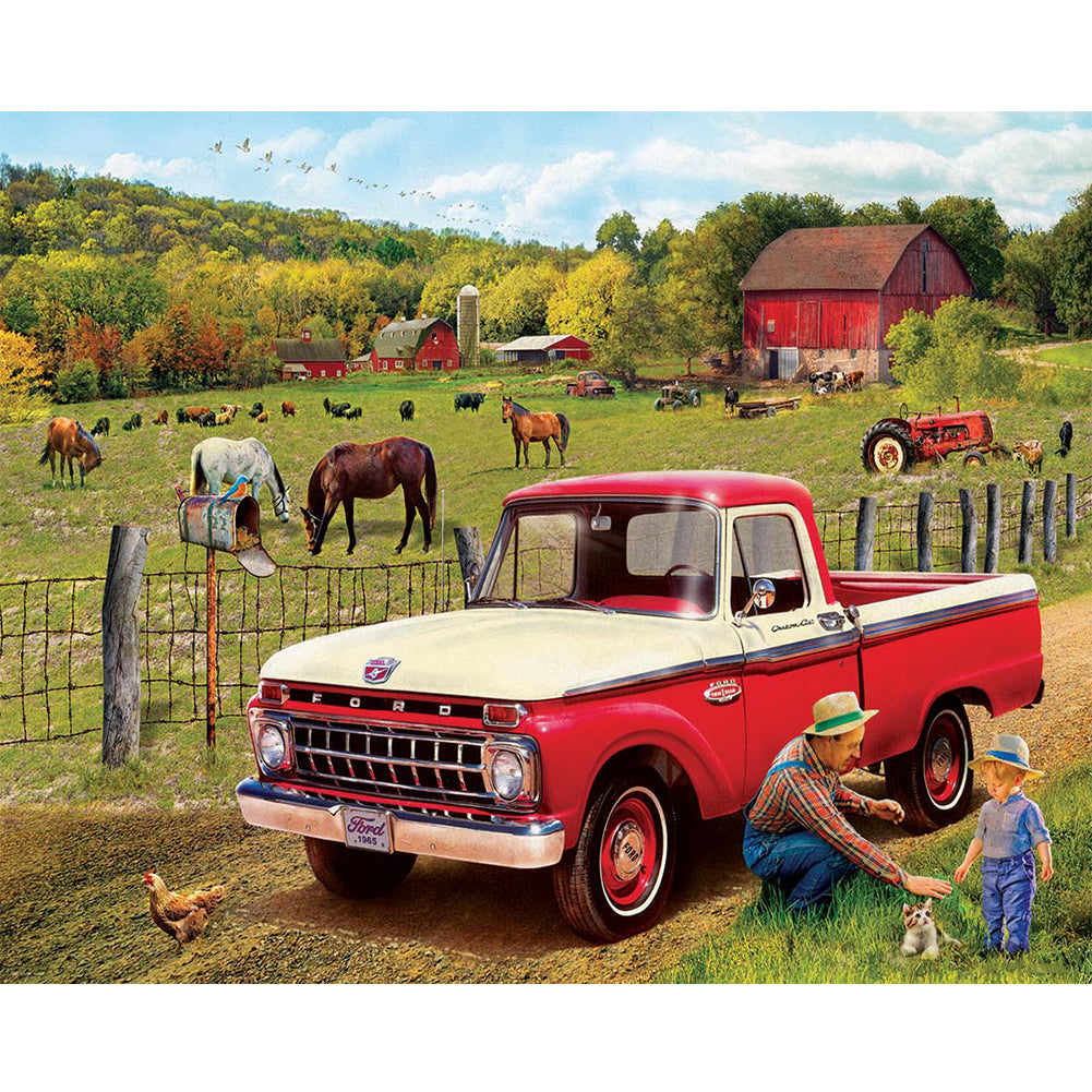 Village Car - Full Round Drill Diamond Painting 40*30CM