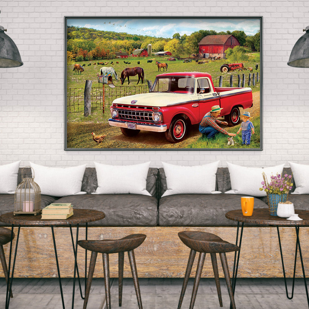 Village Car - Full Round Drill Diamond Painting 40*30CM