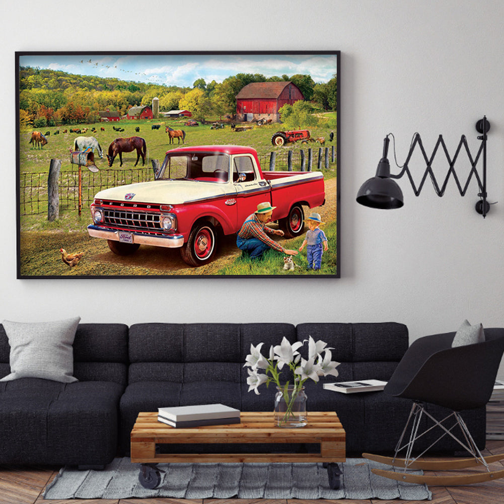 Village Car - Full Round Drill Diamond Painting 40*30CM