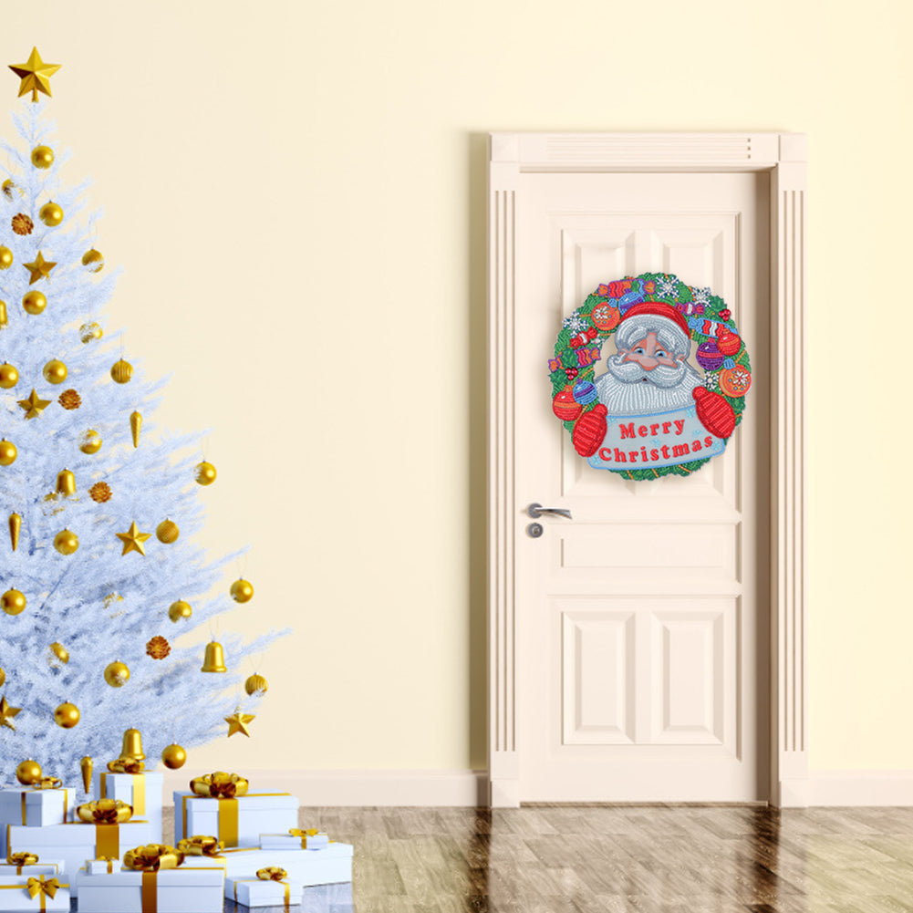DIY Diamond Painting Hanging Christmas Flower Wreath Kit Home Door Decor
