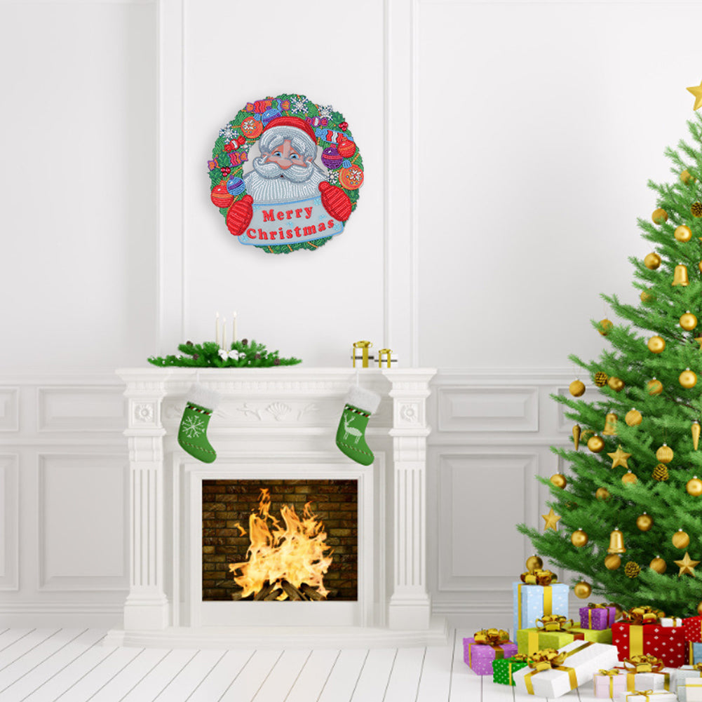 DIY Diamond Painting Hanging Christmas Flower Wreath Kit Home Door Decor