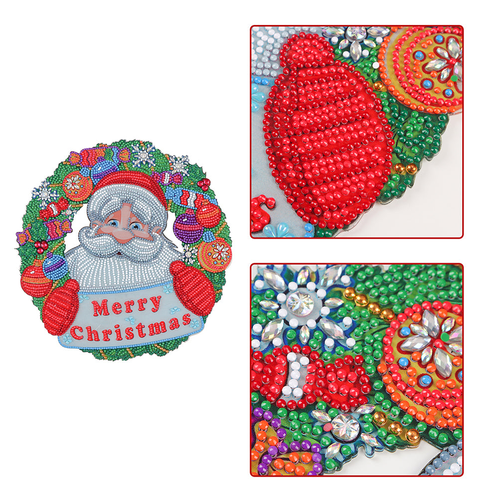 DIY Diamond Painting Hanging Christmas Flower Wreath Kit Home Door Decor