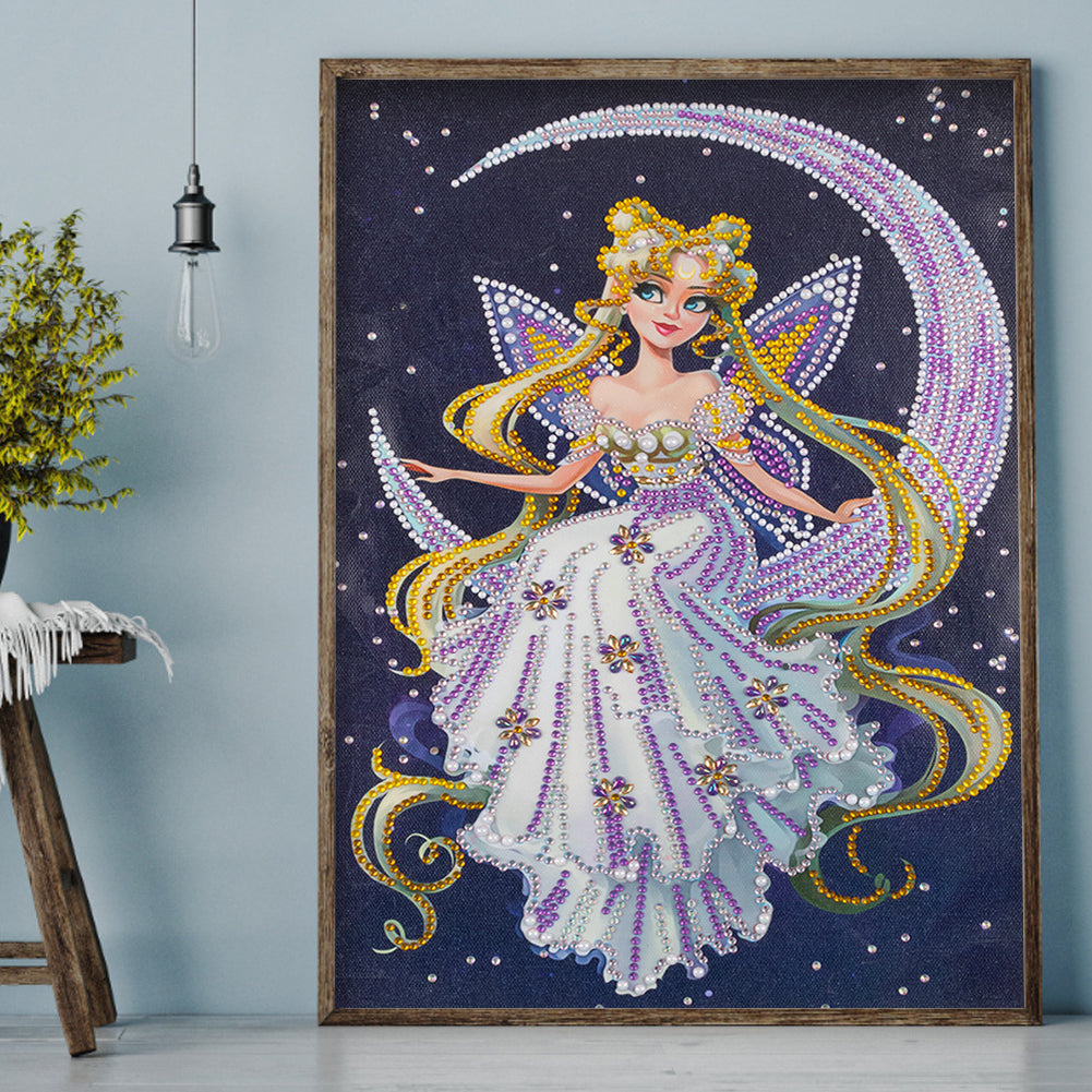 Moon Fairy - Special Shaped Drill Diamond Painting 30*40CM
