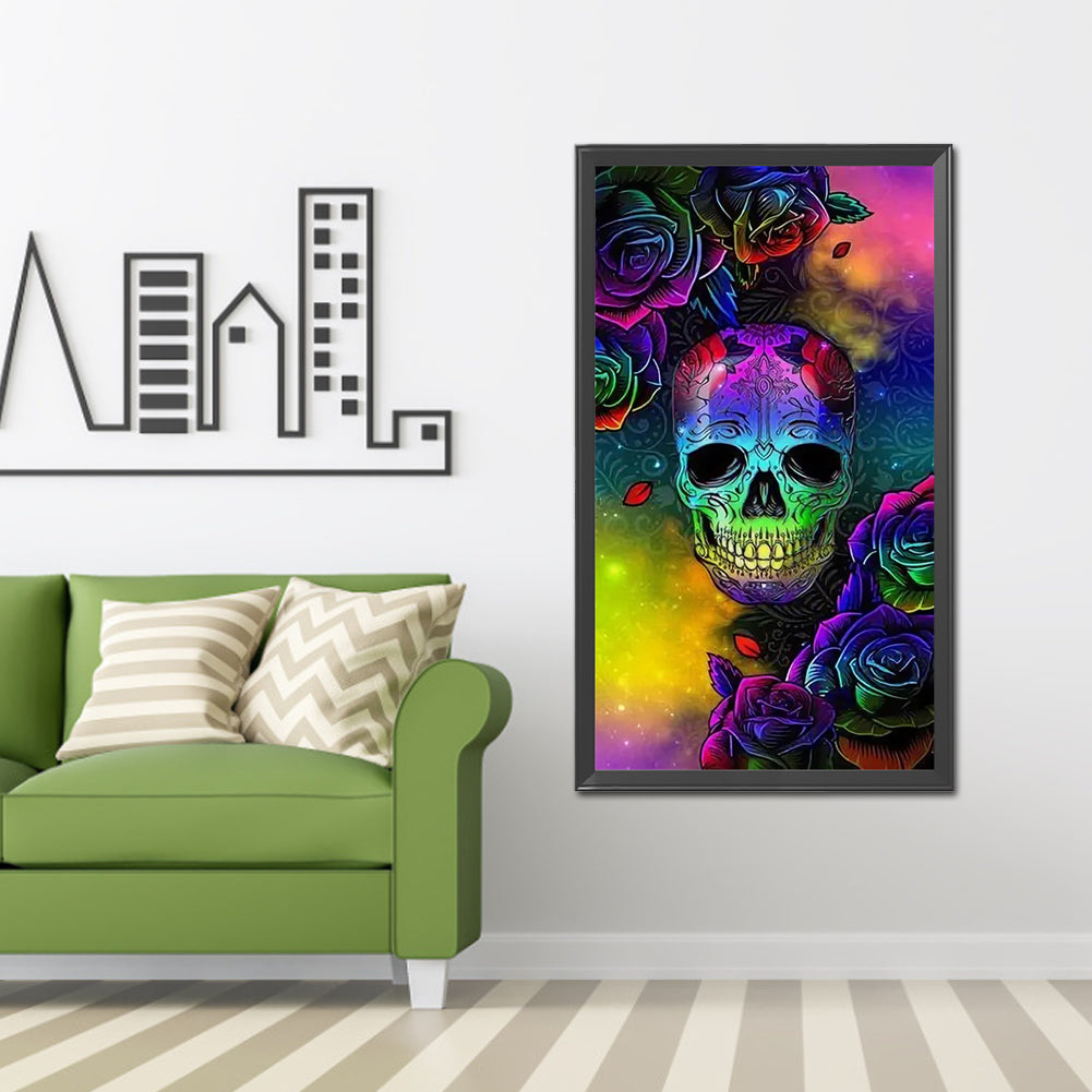 Rose Skull - Full Round Drill Diamond Painting 30*60CM