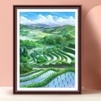 Terraces Landscape - Full Round Drill Diamond Painting 30*40CM