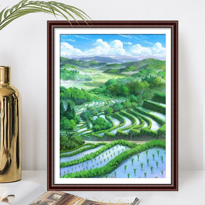 Terraces Landscape - Full Round Drill Diamond Painting 30*40CM