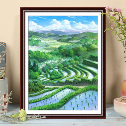 Terraces Landscape - Full Round Drill Diamond Painting 30*40CM