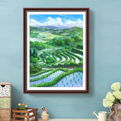 Terraces Landscape - Full Round Drill Diamond Painting 30*40CM
