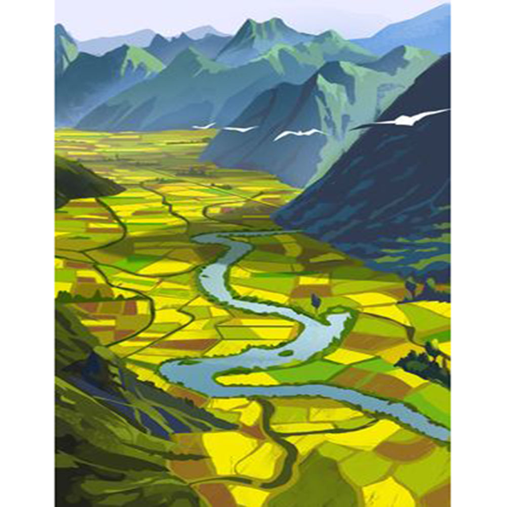 Terraces Landscape - Full Round Drill Diamond Painting 30*40CM