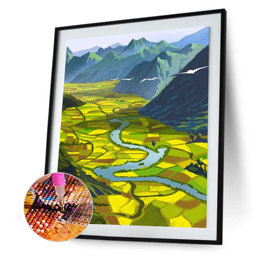Terraces Landscape - Full Round Drill Diamond Painting 30*40CM