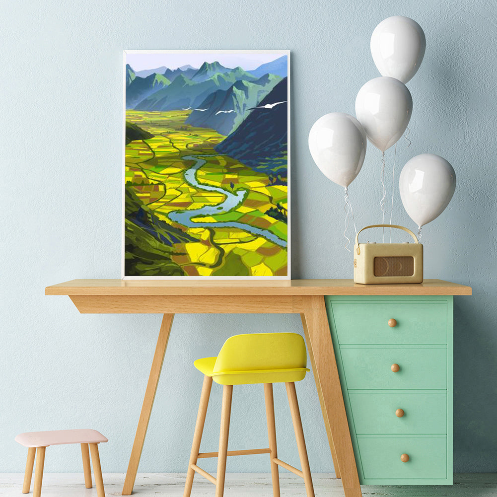 Terraces Landscape - Full Round Drill Diamond Painting 30*40CM