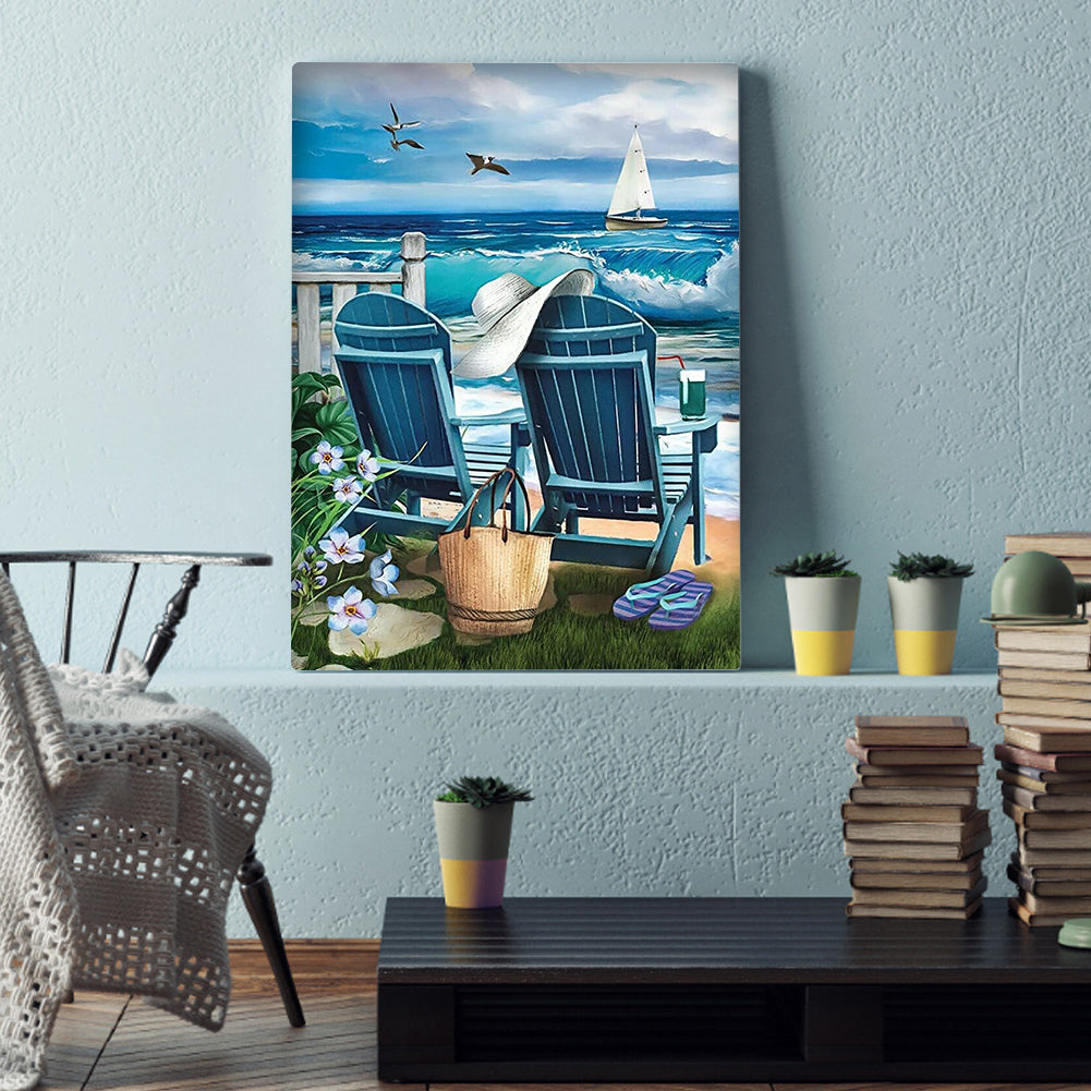 Beach Chair - Full Round Drill Diamond Painting 40*50CM