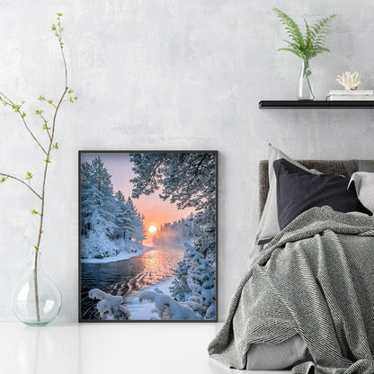 Snow Scene - Full Round Drill Diamond Painting 30*40CM