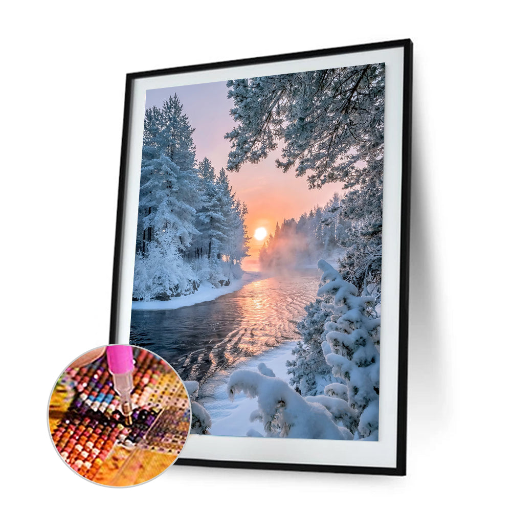Snow Scene - Full Round Drill Diamond Painting 30*40CM