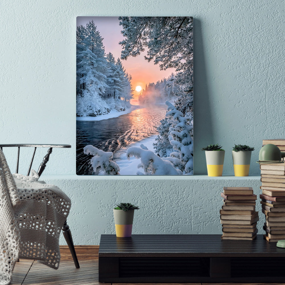 Snow Scene - Full Round Drill Diamond Painting 30*40CM