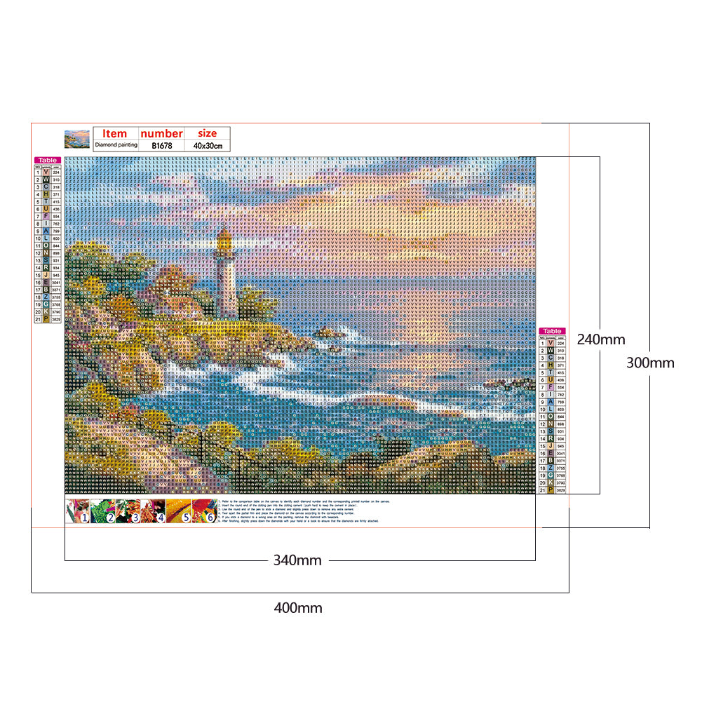 Seaside Scenery - Full Round Drill Diamond Painting 40*30CM