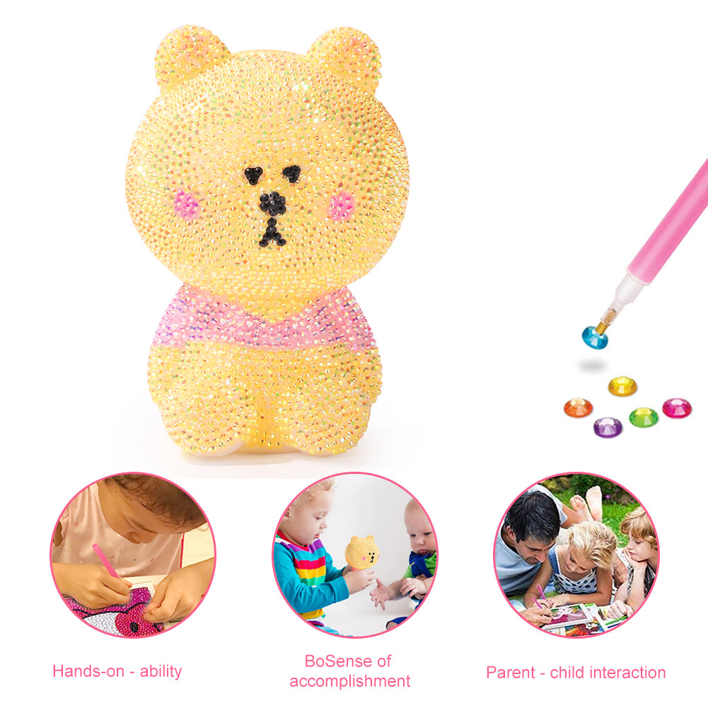 3D DIY Applique Rhinestone Bear Kits Mosaic Diamond Patches Art Crafts
