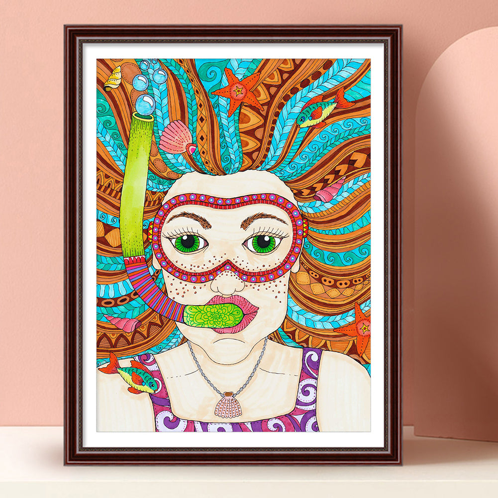 Woman - Full Round Drill Diamond Painting 30*40CM