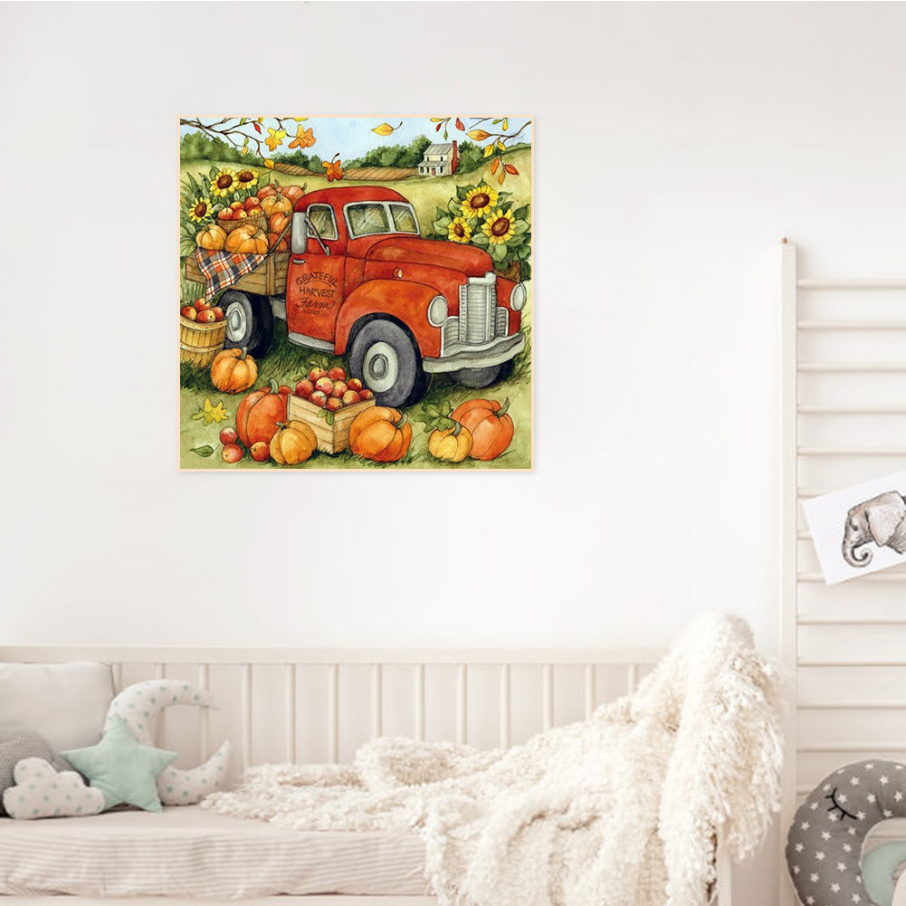Pumpkin Cart - Full Round Drill Diamond Painting 30*30CM