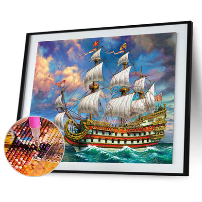 Boat - Full Round Drill Diamond Painting 50*35CM
