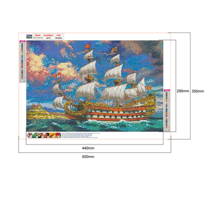 Boat - Full Round Drill Diamond Painting 50*35CM