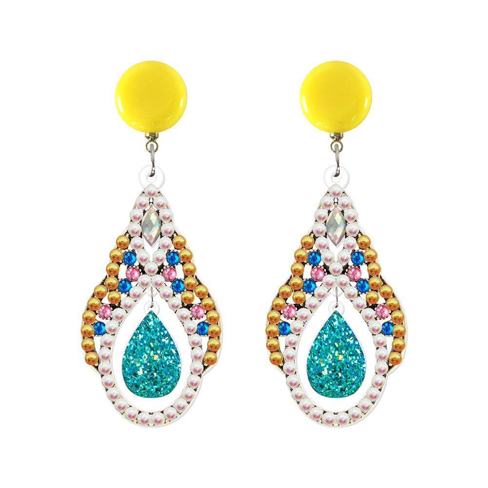 5D Mosaic Diamond Earrings DIY Painting Kit Drilling Ear Dangles Jewelry