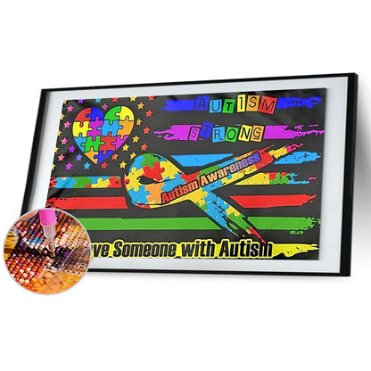 Autism Flag - Full Round Drill Diamond Painting 60*35CM