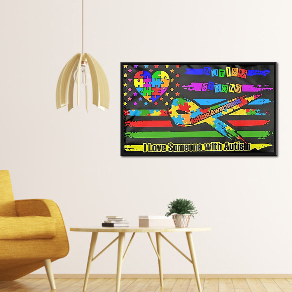 Autism Flag - Full Round Drill Diamond Painting 60*35CM