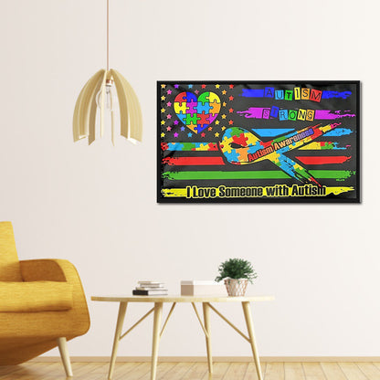 Autism Flag - Full Round Drill Diamond Painting 60*35CM