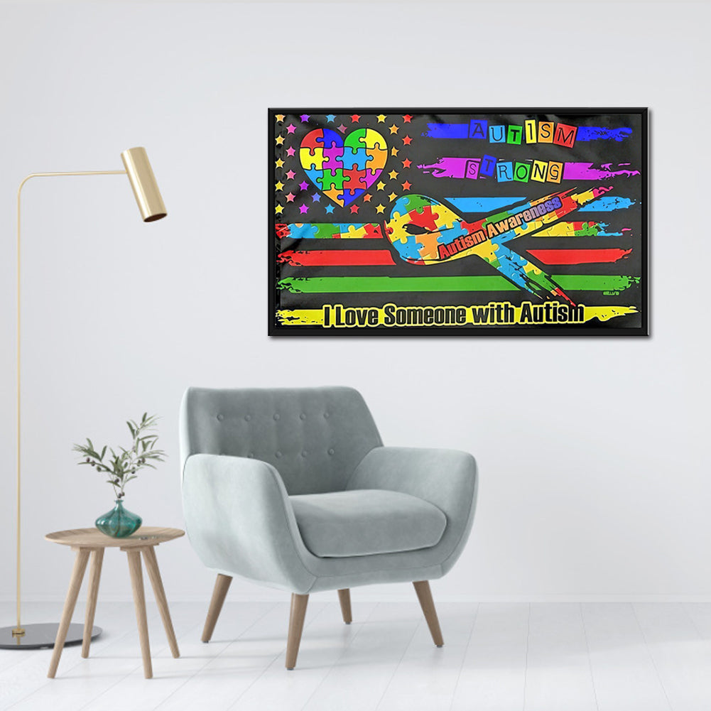 Autism Flag - Full Round Drill Diamond Painting 60*35CM
