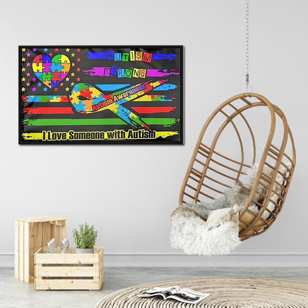 Autism Flag - Full Round Drill Diamond Painting 60*35CM