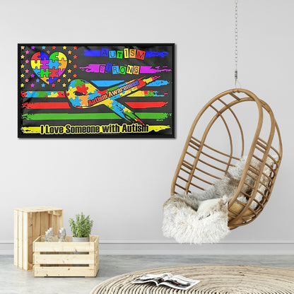 Autism Flag - Full Round Drill Diamond Painting 60*35CM