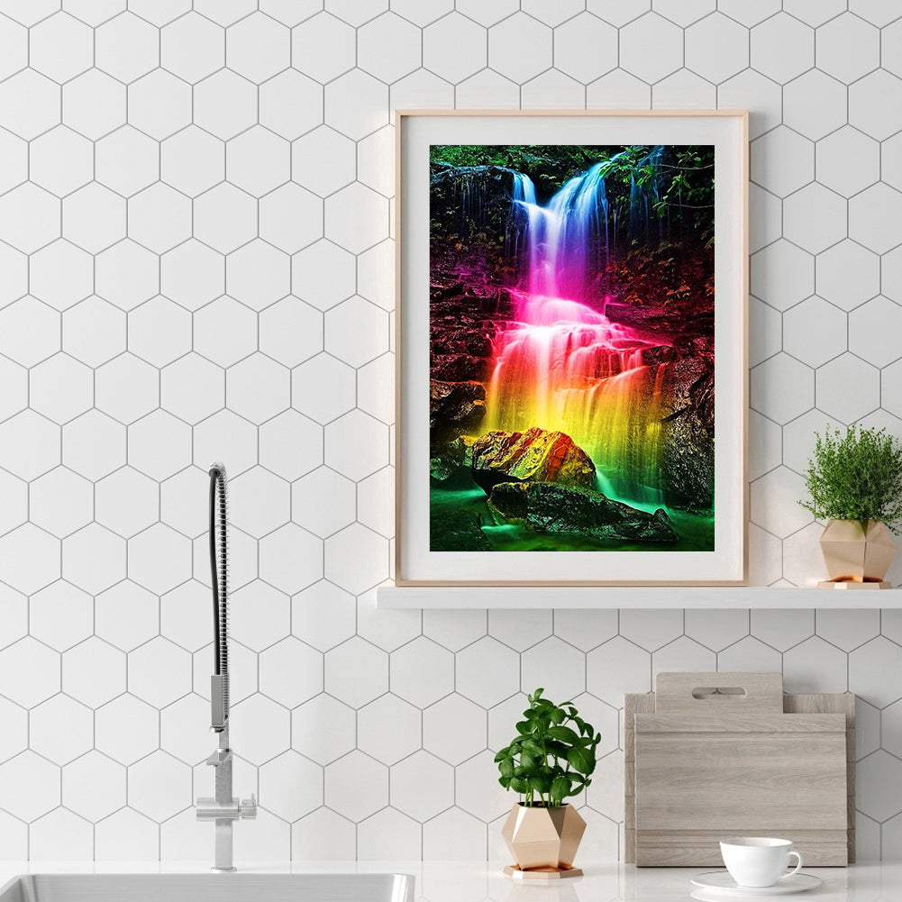 Rainbow Falls - Full Round Drill Diamond Painting 30*40CM