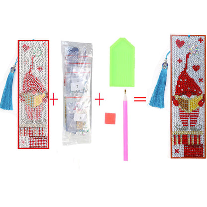 5D DIY Diamond Painting Leather Bookmark Tassel Special Shape Drill Mark