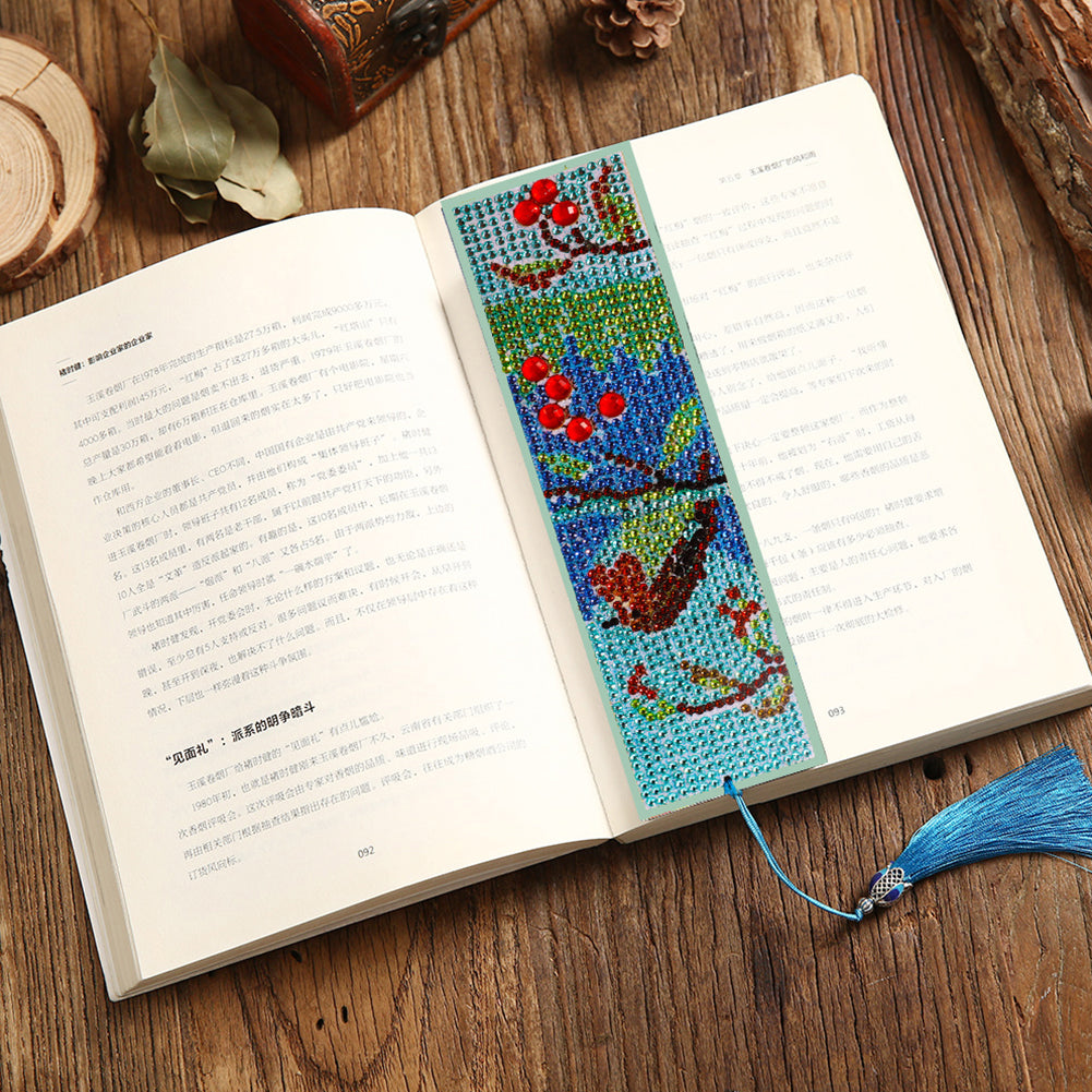5D DIY Diamond Painting Leather Bookmark Tassel Special Shape Drill Mark