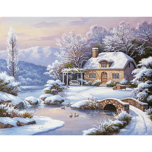 Snow Village - Full Round Drill Diamond Painting 50*40CM