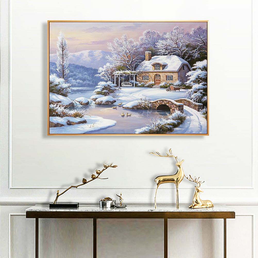 Snow Village - Full Round Drill Diamond Painting 50*40CM