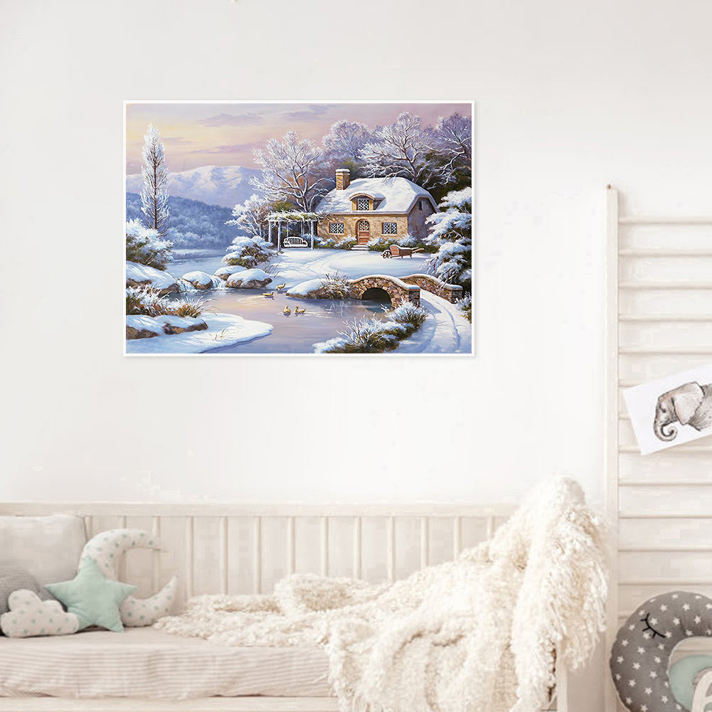 Snow Village - Full Round Drill Diamond Painting 50*40CM