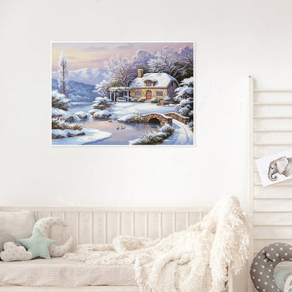 Snow Village - Full Round Drill Diamond Painting 50*40CM