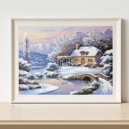 Snow Village - Full Round Drill Diamond Painting 50*40CM