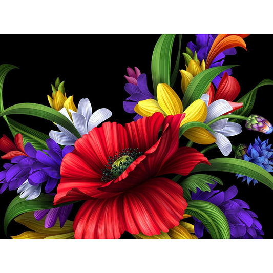 Flowers - Full Round Drill Diamond Painting 40*30CM