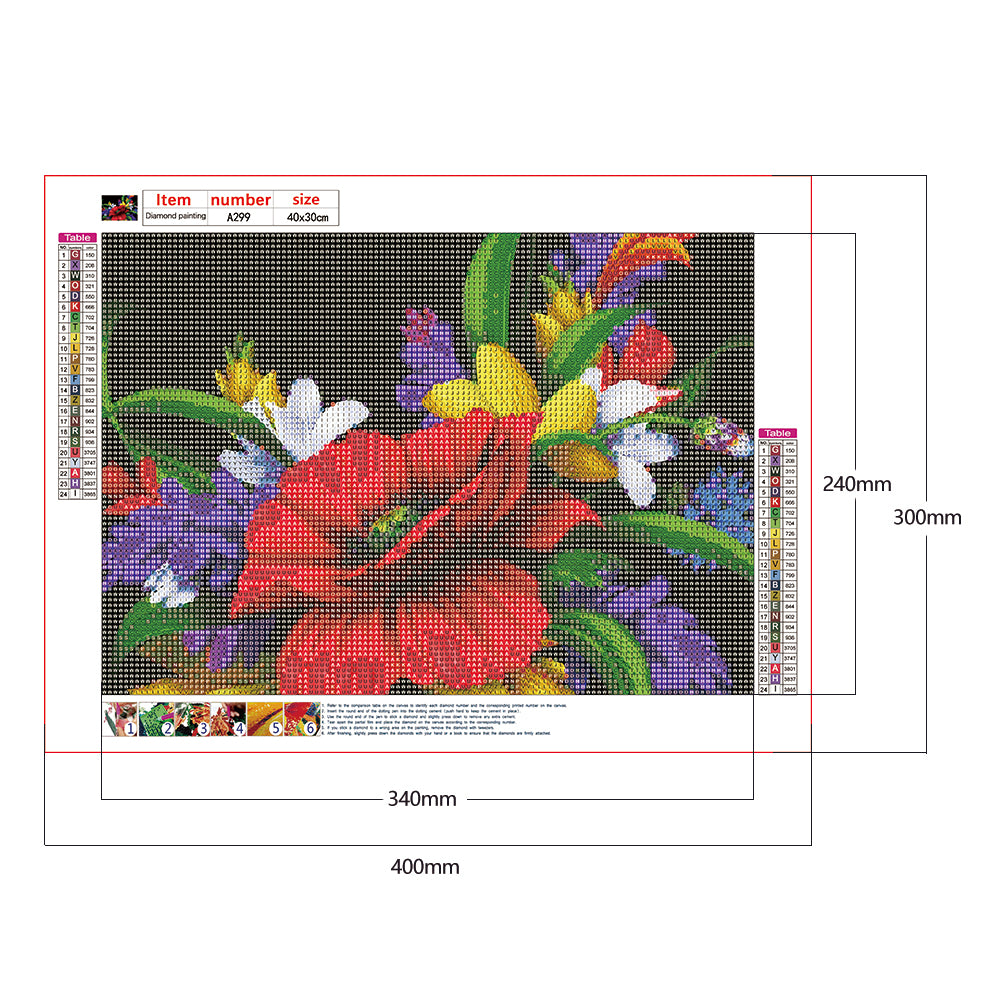 Flowers - Full Round Drill Diamond Painting 40*30CM